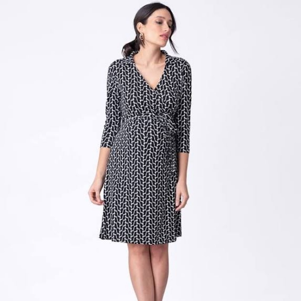 Seraphine Geo Print Maternity Wrap Dress